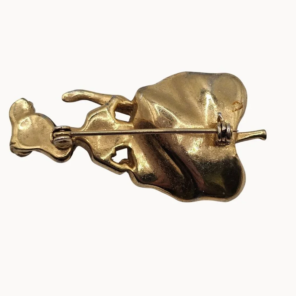VTG Gold-Tone Enamel Painted Pearl Faced French Cabernet Cancan Dancer‎ Brooch
